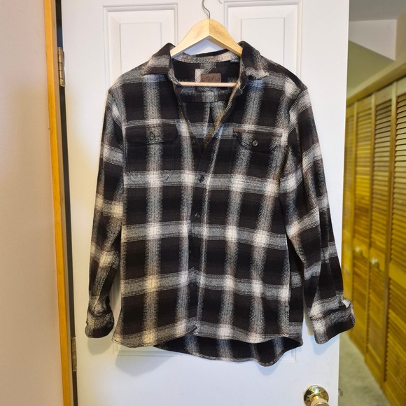 Orvis Other - Orvis Men's Heavyweight Shacket Medium Black White Plaid Button Down Cotton